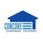Logo of Concore Garage Doors with a blue house and white garage door on a light gray background